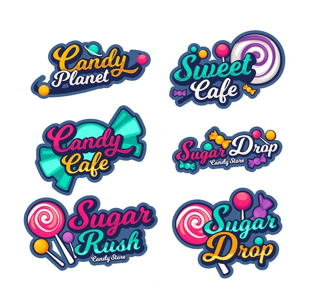 candy shop logos collection for companies
