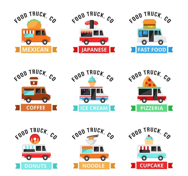 modern food truck logo collection